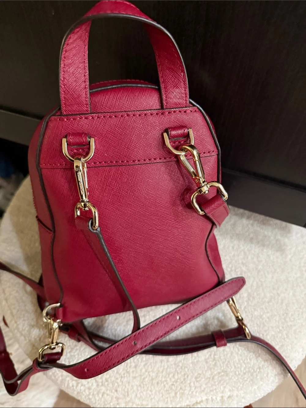 Michael Kors Burgundy Mini Backpack with Heart Patch